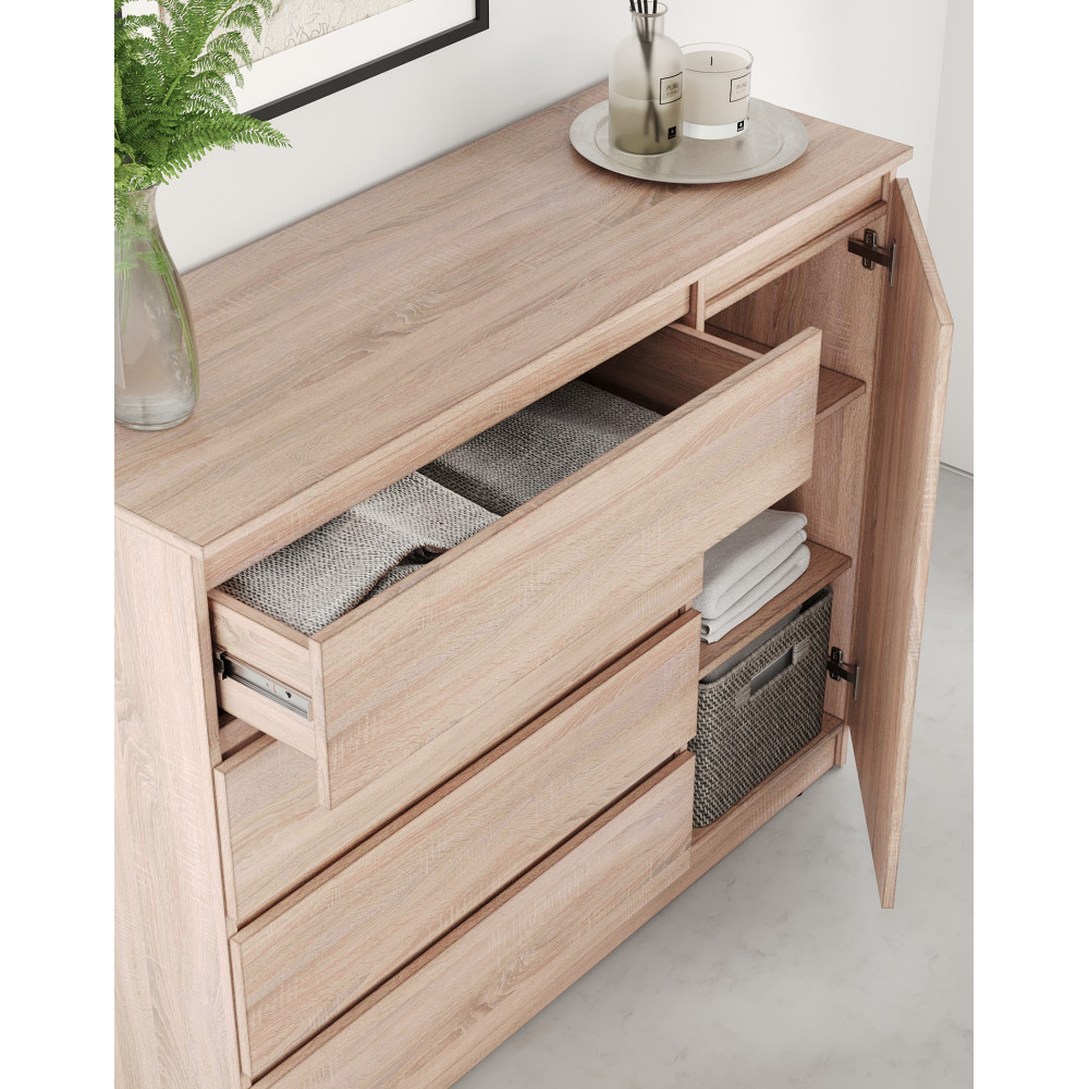 Комод в спальню MebelStar Нео 1Д4Ш 120x43x98 см Дуб сонома (MBS-1050)