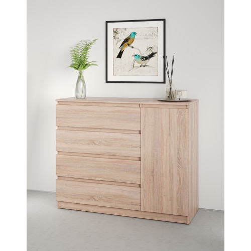 Комод в спальню MebelStar Нео 1Д4Ш 120x43x98 см Дуб сонома (MBS-1050)