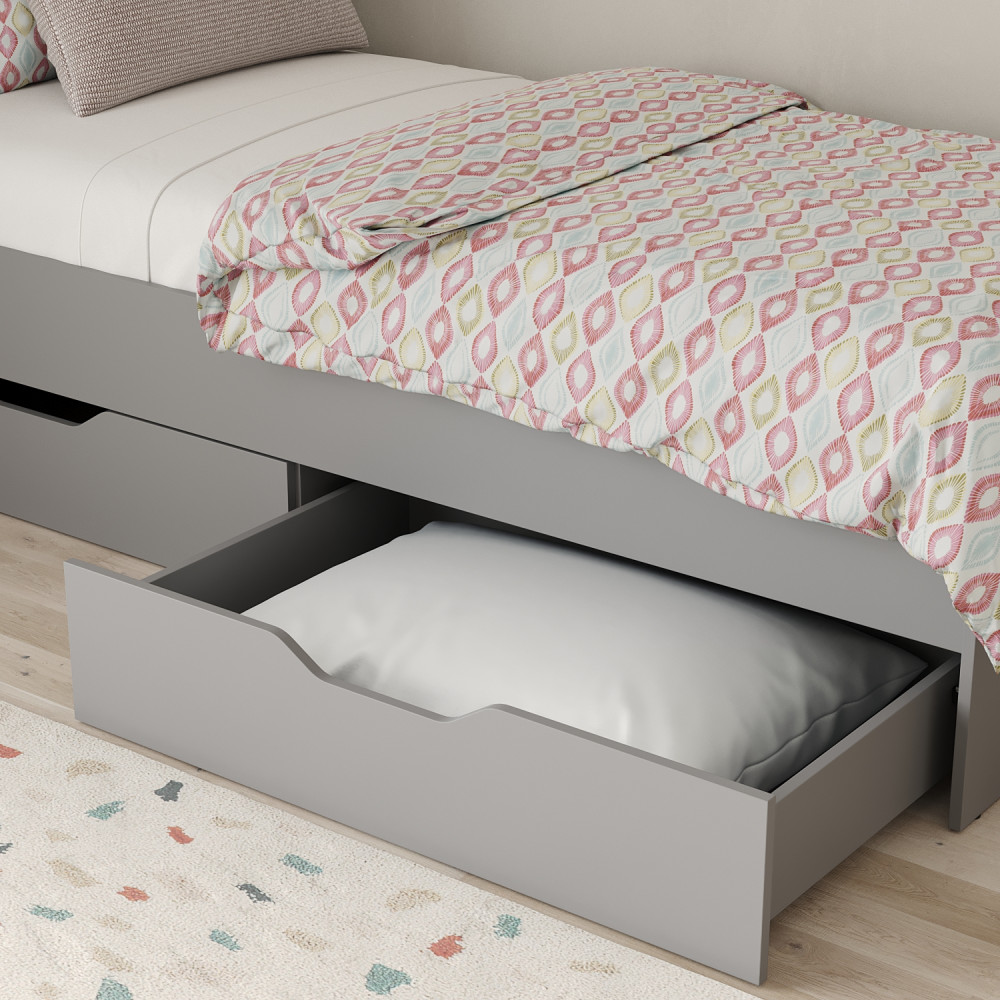 Кровать односпальная MebelStar Лилу с ящиками 90x200 см Серая мышка (MBS-1350)