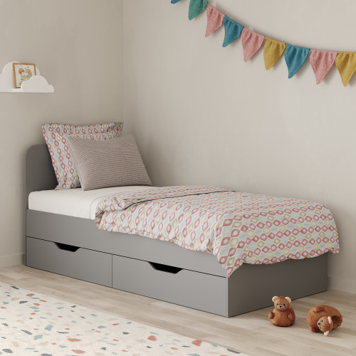 Кровать односпальная MebelStar Лилу с ящиками 90x200 см Серая мышка (MBS-1350)
