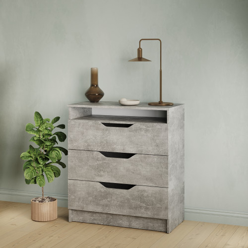 MebelStar Chest of Drawers Lilu 800 Concrete, 81x40x89 cm (MBS-1340)