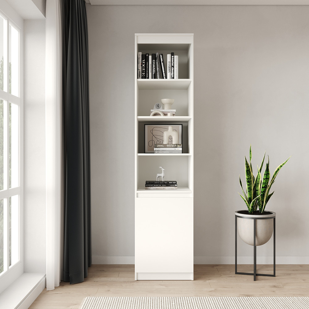 Пенал с открытыми полками MebelStar Нео 1Д 50x50x210 см Аляска белый (MBS-1150)