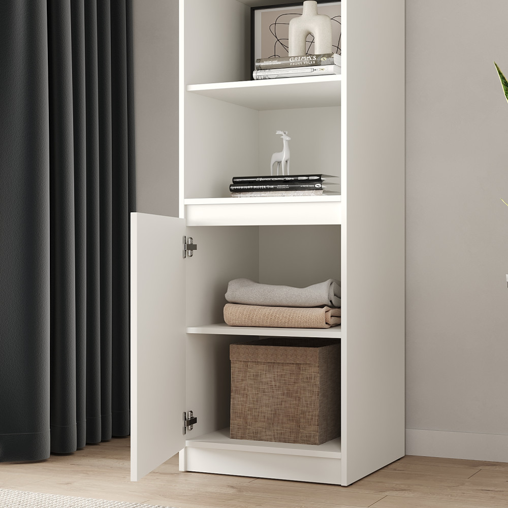 Пенал с открытыми полками MebelStar Нео 1Д 50x50x210 см Аляска белый (MBS-1150)