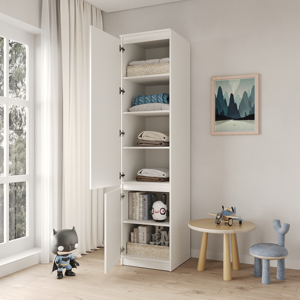 Пенал закрытый с полками MebelStar Нео 2Д 50x50x210 см Аляска белый (MBS-1170)