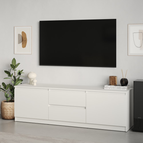 MebelStar TV stand Neo 2Sh2D Alaska white, 150x43x53 cm (MBS-1250)