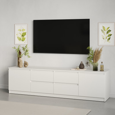 MebelStar TV stand Neo 4Sh2D Alaska white, 200x43x53 cm (MBS-1260)