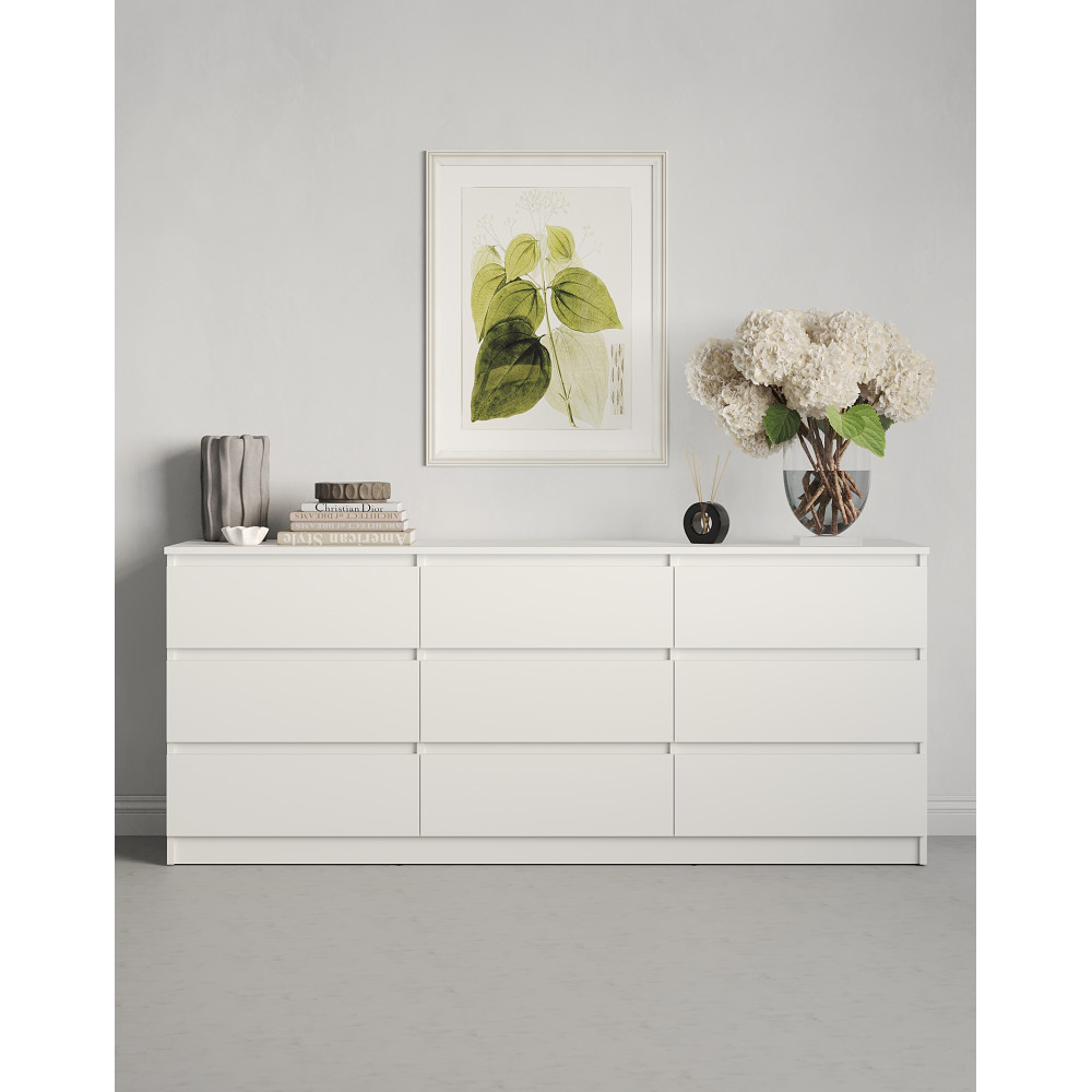 Комод в гостиную MebelStar Нео 9Ш 180x43x75,5 см Аляска белый (MBS-1320)