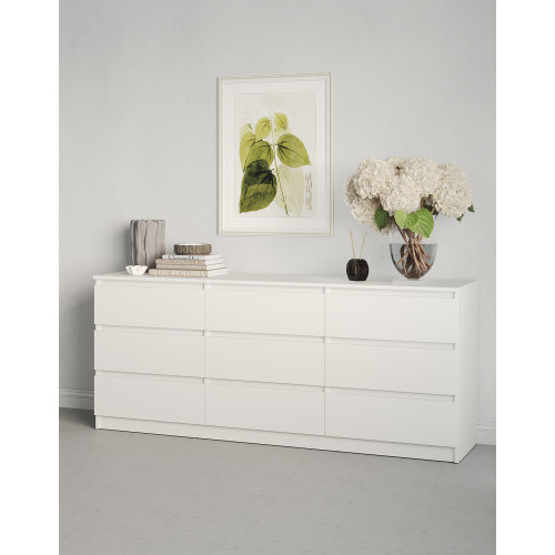Комод в гостиную MebelStar Нео 9Ш 180x43x75,5 см Аляска белый (MBS-1320)