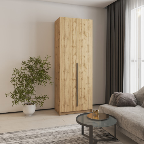 Шкаф 2-дверный MebelStar Оскар ДСП BL-B, блок ящиков 80x52x220 см Дуб тахо (MBS-4468)