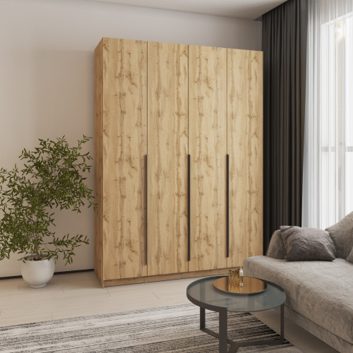 Шкаф 4-дверный MebelStar Оскар ДСП BL-B, стандарт 160x52x220 см Дуб тахо (MBS-4658)