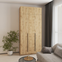 Шафа 3-дверна з антресоллю MebelStar Оскар ДСП BL-B, блок шухляд 120x52x260 см Дуб тахо (MBS-4908)
