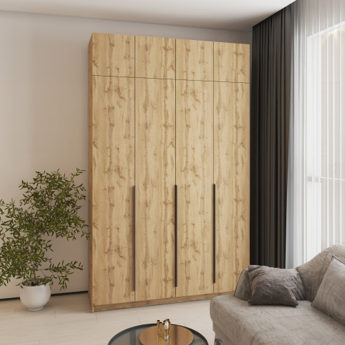 Шкаф 4-дверный с антресолью MebelStar Оскар ДСП BL-B, стандарт 160x52x260 см Дуб тахо (MBS-4998)