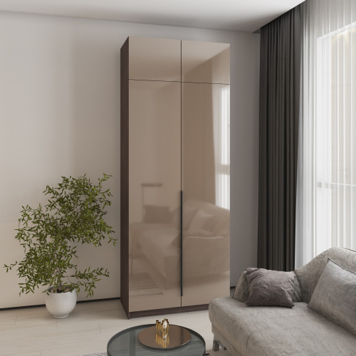 Шкаф 2-дверный с антресолью MebelStar Оскар Gloss BL-B, комплект полок 100x52x260 см Дуб ристрето/Латте (MBS-5398)