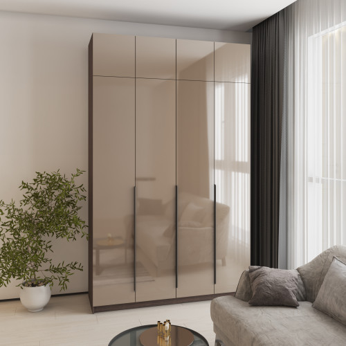 Шафа 4-дверна з антресоллю MebelStar Оскар Gloss BL-B, 4 додаткові полиці 160x52x260 см Дуб рістрето/Латте (MBS-5538)