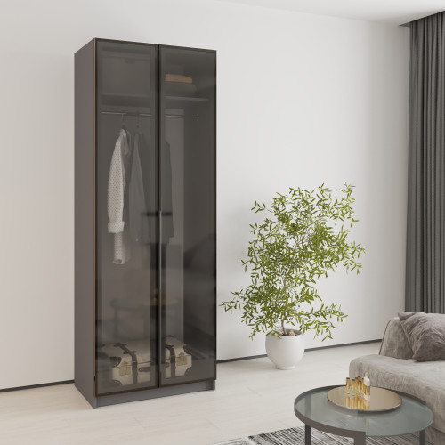 MebelStar 2-door wardrobe Oscar Showcase BL-B, standard Anthracite, 80x52x220 cm (MBS-6674)