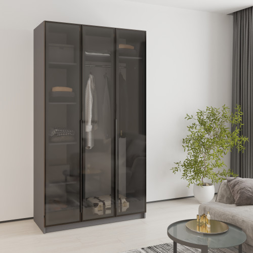 MebelStar 3-door wardrobe Oscar Showcase BL-B, standard Anthracite, 120x52x220 cm (MBS-6694)