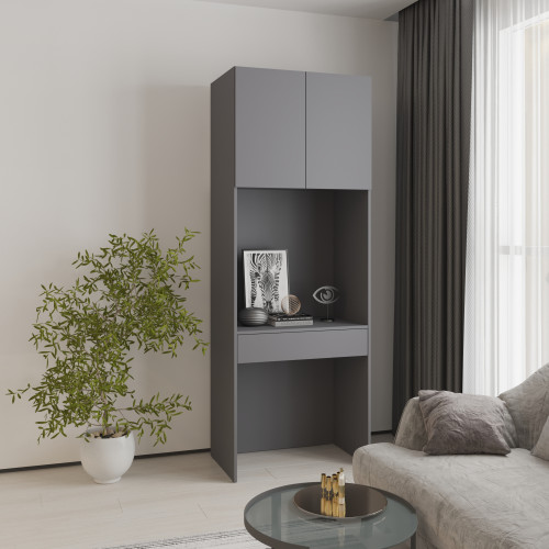 MebelStar Open cabinet with table Oscar chipboard Anthracite, 80x52x220 cm (MBS-6794)