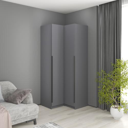 MebelStar Corner wardrobe Oscar chipboard BL-B, standard Anthracite, 87x52x220 cm (MBS-6924)