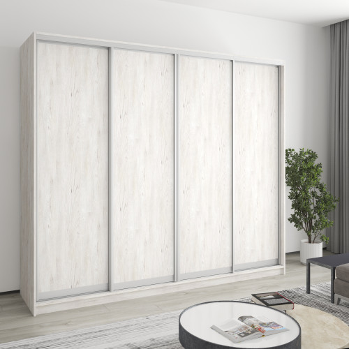 MebelStar Four-door wardrobe Standard AL 4DSP Alaska gray, 240x60x210 cm (MBS-12173)