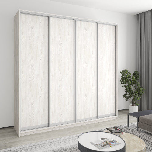 MebelStar Four-door wardrobe Combo AL 4DSP Alaska gray, 240x60x240 cm (MBS-13253)