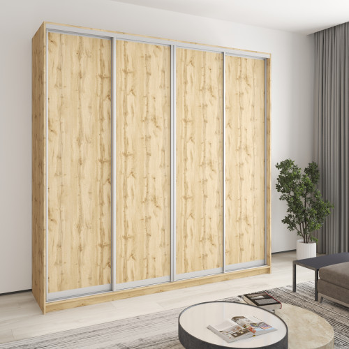 MebelStar Four-door wardrobe Combo AL 4DSP Tahoe Oak, 240x45x240 cm (MBS-13313)
