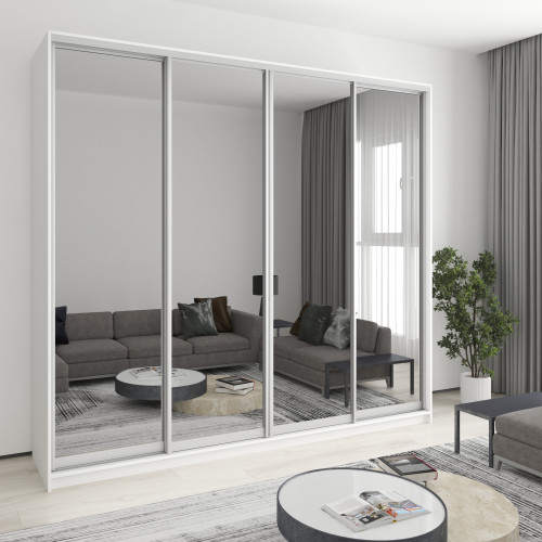 MebelStar Four-door wardrobe Combo AL 4 Mirrors Alaska white, 260x60x240 cm (MBS-13423)