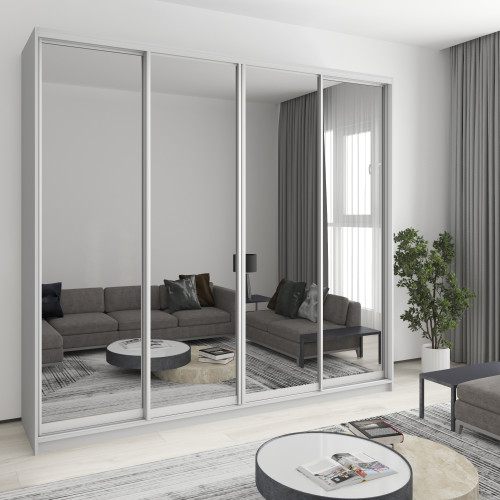 MebelStar Four-door wardrobe Combo AL 4 Mirrors Gray mouse, 260x45x240 cm (MBS-13443)