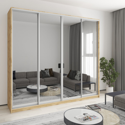 MebelStar Four-door wardrobe Combo AL 4 Mirrors Tahoe Oak, 260x60x240 cm (MBS-13463)