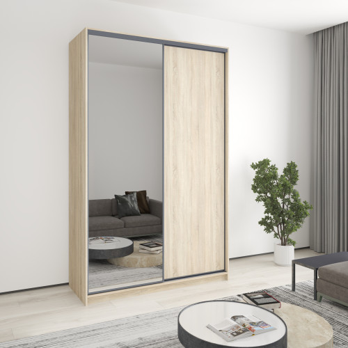 Шкаф-купе двухдверный MebelStar Бавария ДСП/Зеркало 150x60x240 см Дуб сонома (MBS-4400)