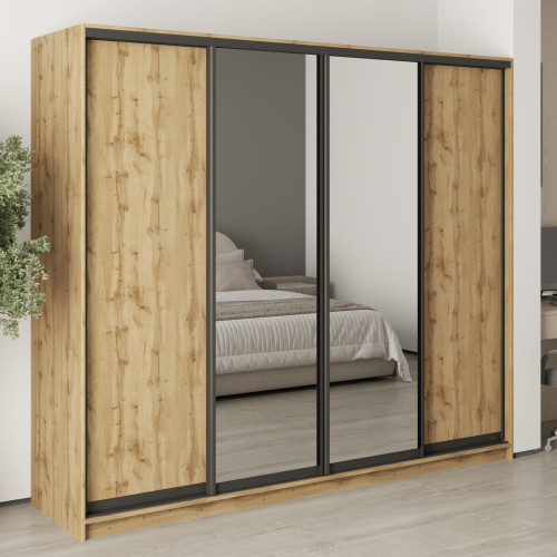 MebelStar Four-door wardrobe Standard BG 2DSP/2 Mirrors Tahoe Oak, 240x45x210 cm (MBS-11873)