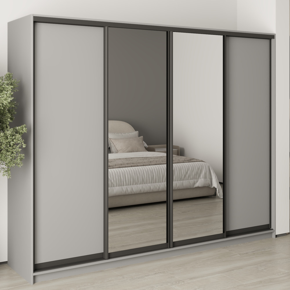 MebelStar Four-door wardrobe Standard BG 2DSP/2 Mirrors Gray mouse, 260x60x210 cm (MBS-11863)