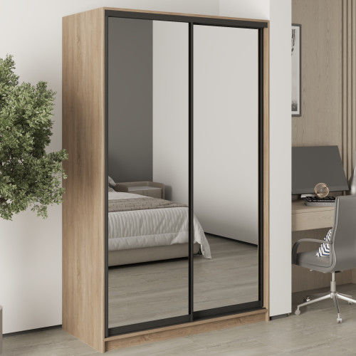 MebelStar Two-door wardrobe Standard BG 2 Mirrors Sonoma Oak, 130x45x210 cm (MBS-11203)