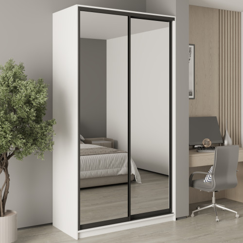 MebelStar Two-door wardrobe Standard BG 2 Mirrors Alaska white, 130x45x240 cm (MBS-10303)
