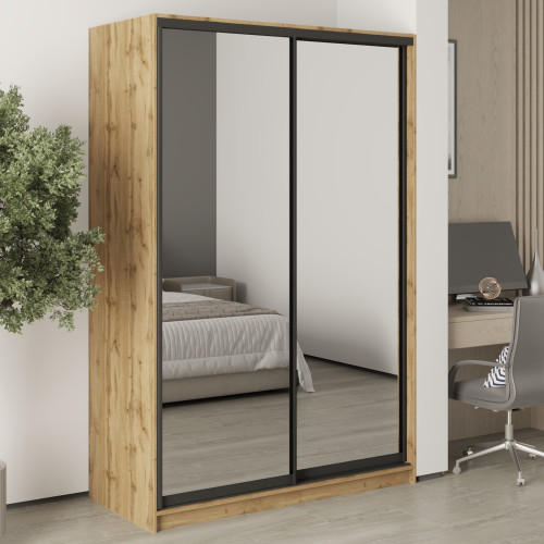 MebelStar Two-door wardrobe Standard BG 2 Mirrors Tahoe Oak, 140x45x210 cm (MBS-11213)