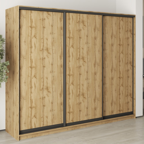 MebelStar Three-door wardrobe Uni BG 3DSP Tahoe oak, 250x60x210 cm (MBS-7965)