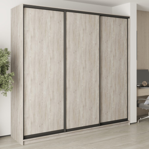 Шафа-купе тридверна MebelStar Уні BG 3ДСП 250x60x240 см Аляска сірий (MBS-7725)