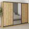 MebelStar Three-door wardrobe Uni BG 2DSP/Mirror Tahoe oak, 270x45x210 cm (MBS-8035)