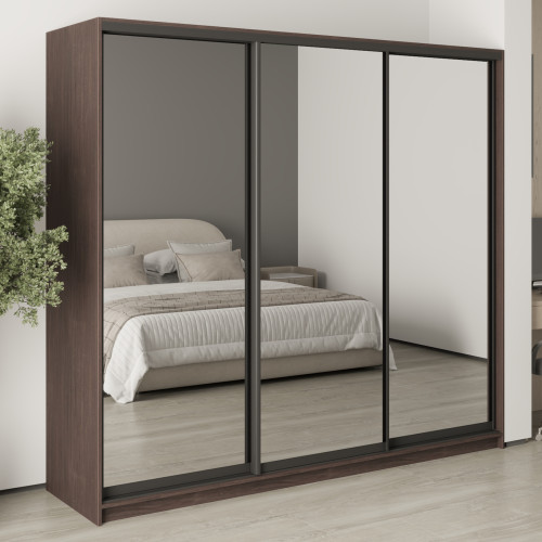 MebelStar Three-door wardrobe Combo BG 3 Mirrors Ristreto oak, 230x45x210 cm (MBS-9353)
