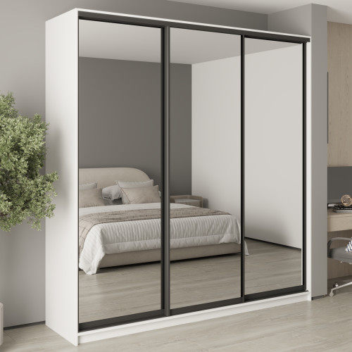 MebelStar Three-door wardrobe Combo BG 3 Mirrors Alaska white, 230x45x240 cm (MBS-9773)