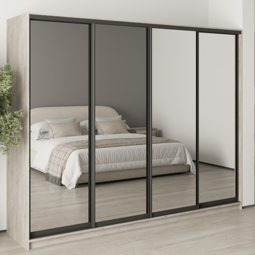 MebelStar Four-door wardrobe Standard BG 4 Mirrors Alaska gray, 260x45x210 cm (MBS-11883)