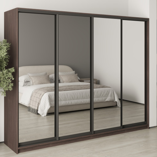 MebelStar Four-door wardrobe Standard BG 4 Mirrors Ristreto Oak, 260x45x210 cm (MBS-11923)