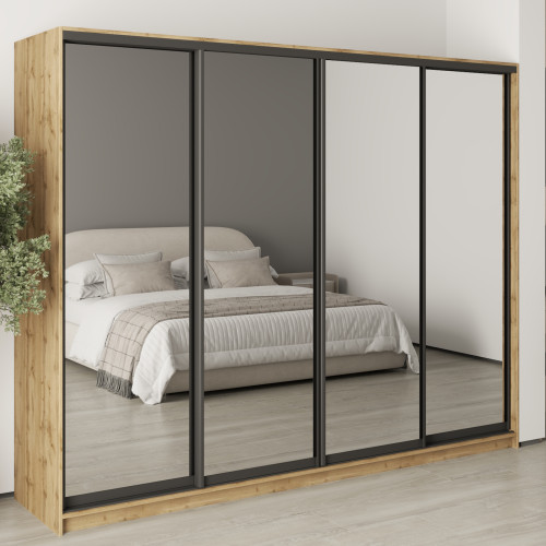 MebelStar Four-door wardrobe Combo BG 4 Mirrors Tahoe Oak, 260x45x210 cm (MBS-12163)