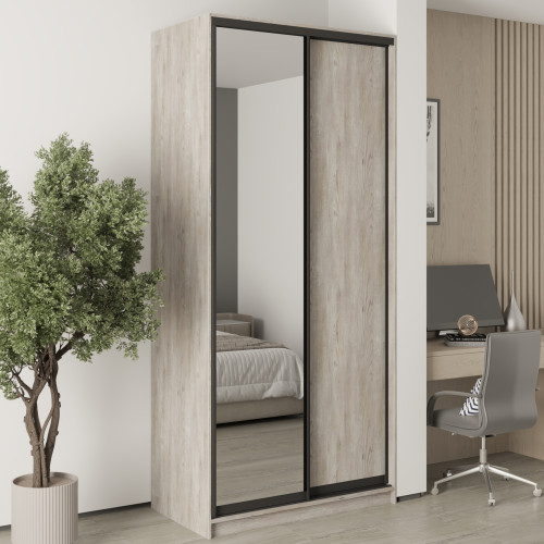 MebelStar Two-door wardrobe Standard BG DSP/Mirror Alaska gray, 110x60x240 cm (MBS-10193)