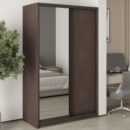 MebelStar Two-door wardrobe Standard BG DSP/Mirror Ristreto Oak, 130x45x210 cm (MBS-11023)