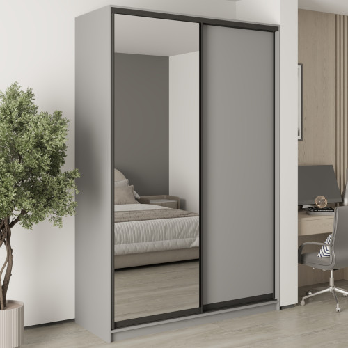 MebelStar Two-door wardrobe Combo BG DSP/Mirror Gray mouse, 160x45x240 cm (MBS-10693)