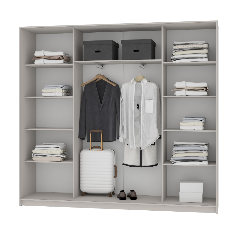 MebelStar Three-door wardrobe Combo BG 3DSP Concrete, 230x45x210 cm (MBS-8953)