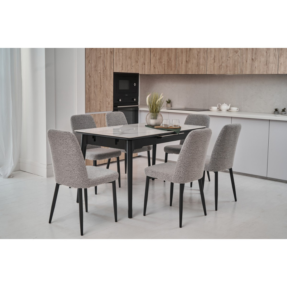 Обеденный керамический стол Vetro TM-89 Касса вайт/Черный (VTR-1222)