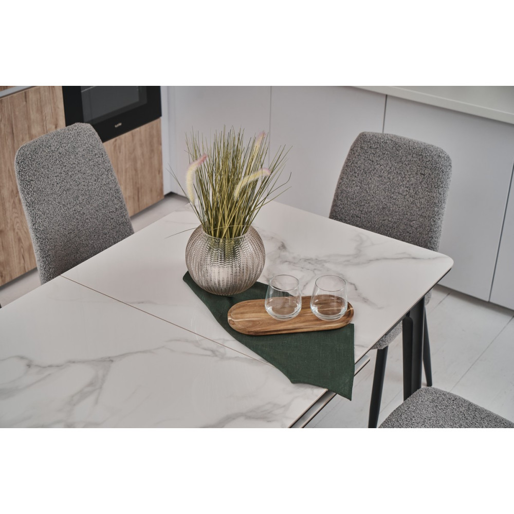 Обеденный керамический стол Vetro TM-89 Касса вайт/Черный (VTR-1222)