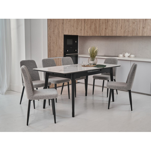 Обідній керамічний стіл Vetro TM-89 Каса вайт/Чорний (VTR-1222)