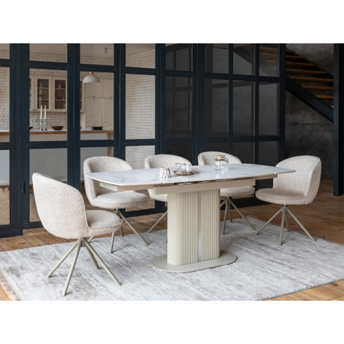 Обеденный керамический стол Vetro Комо TML-1306 Статуарио анго/Бежевый (VTR-1242)